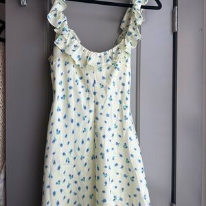 Zara yellow and Blue floral Mini Dress